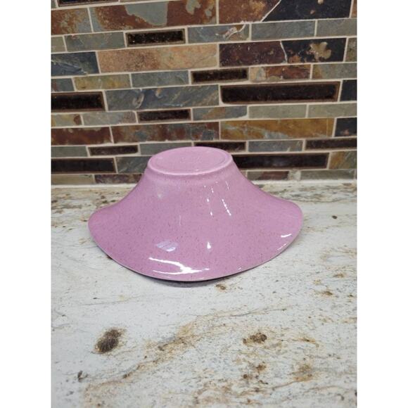 Vintage Bowl Red Wing Pottery, USA C-1 Rose Pink Orchid Speckled, Wavy Flared - Picture 3 of 6